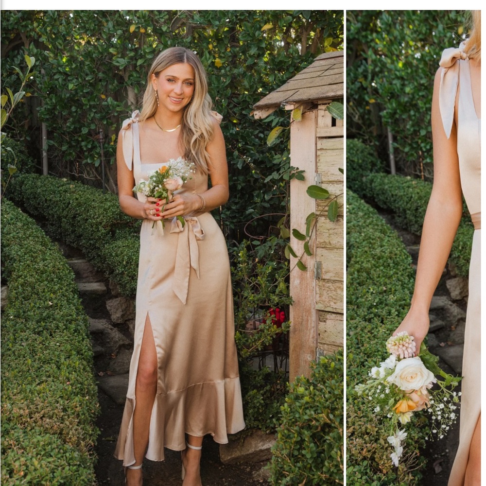 Show Me Your Mumu Claire Champagne Midi Dress